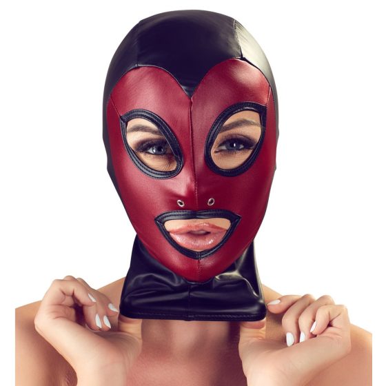 Bad Kitty - lesklá maska ​​​ - černo-červená (S-L)