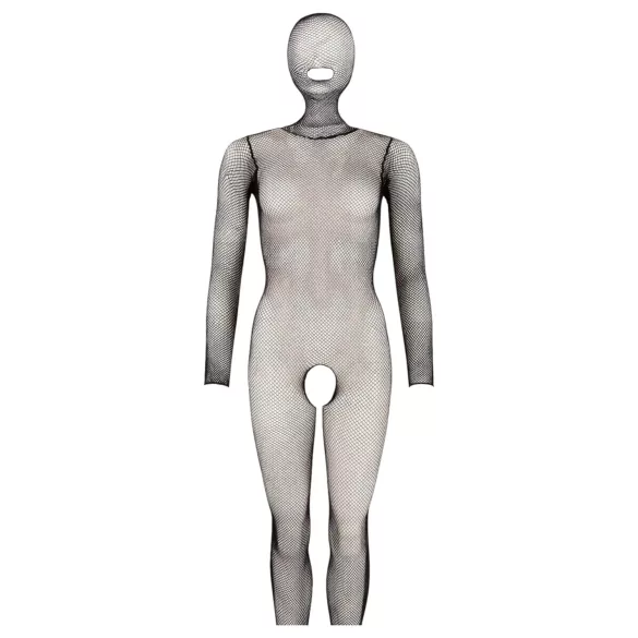 Mandy Mystery - síťovaný overal přes celé tělo s maskou - černý S-L