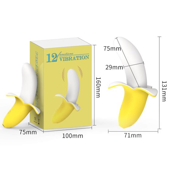Lonely - dobíjecí, vodotěsný, banánový vibrátor (žluto-bílý)