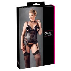   Cottelli - Květinový dámský top, plnoštíhlý střih (černý) - XXL