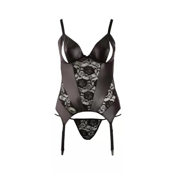 Cottelli - Dámský top s květinovým vzorem - plus size - černý - XXXL