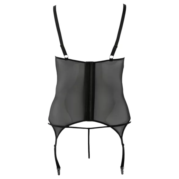 Cottelli - Dámský top s květinovým vzorem - plus size - černý - XXXXL