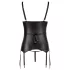 Cottelli Bondage - lesklý top s podpůrnou podprsenkou a pouty (černý) - XL