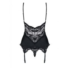   Obsessive 810-COR-1 - Lace top and thong with suspender (black)