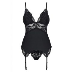   Obsessive 810-COR-1 - Lace top and thong with suspender (black)