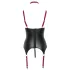 Cottelli Bondage - lesklý podprsenkový top s obojkem - černý - XL