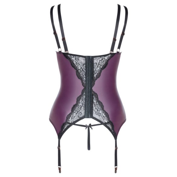 Cottelli Curves - krajkové korzetové prádlo set (fialová) - 90D/XL