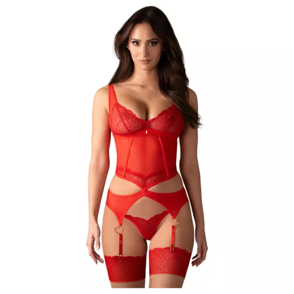 Obsessive - dámská sexy souprava - průhledná krajka - červená