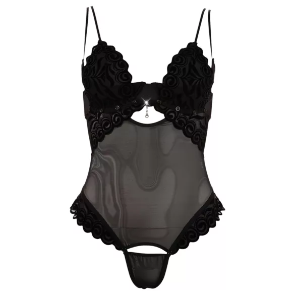 Cottelli - dámské body - sametové, variabilní - černé - 80B/M