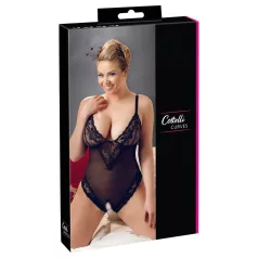 Cottelli Plus Size - krajkové body - černé - XXL