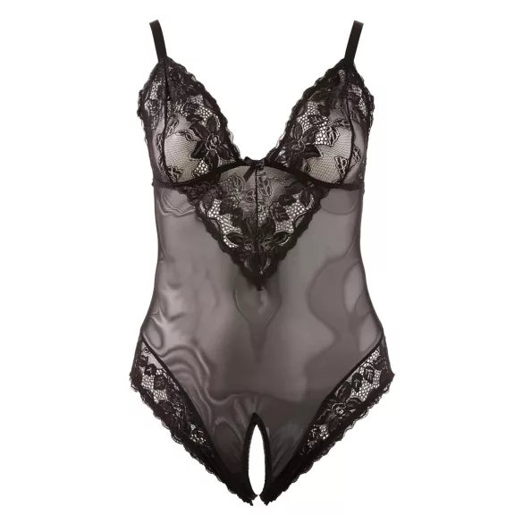 Cottelli Plus Size - krajkové body - černé - XXXL