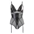 Cottelli Bondage - lesklé body s pouty - černé - L