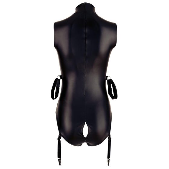 Cottelli Bondage - lesklé tělo bez rukávů s pouty (černé) - XL