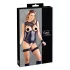 Cottelli Bondage - otevřený lesklý body a pouta na ruce - černý - XL