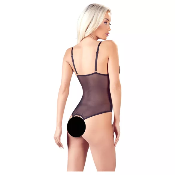 Cottelli - otevřené body s krajkou a perlami - černé - L