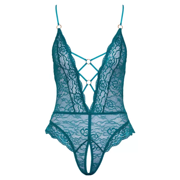 Cottelli - otevřené krajkové body s šněrováním - zelené