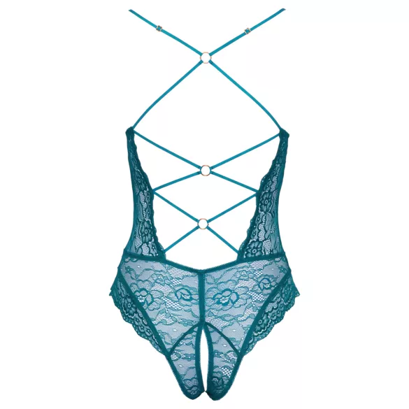 Cottelli - otevřené krajkové body s šněrováním - zelené - L