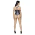 Cottelli Bondage - lesklé otevřené body s kroužky - černé - XL