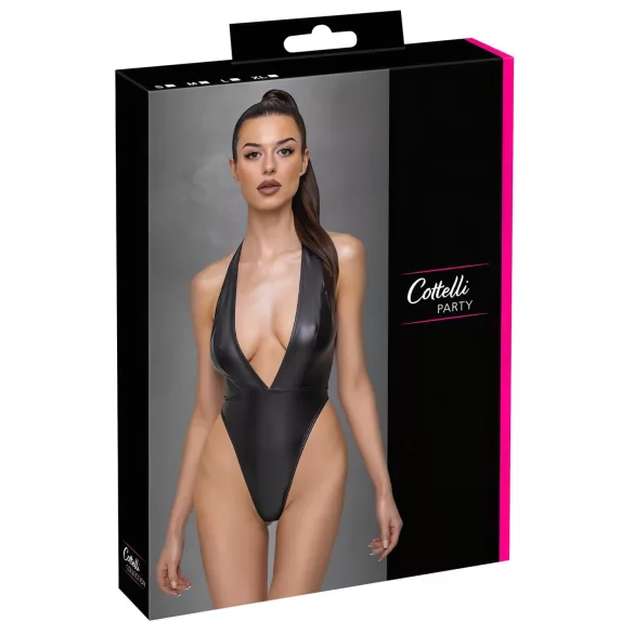 Cottelli Party - lesklé body s obojkem - černé