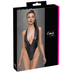 Cottelli Party - lesklé body s obojkem - černé - M