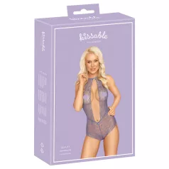   Kissable - krajkové body s límečkem na krk - fialová - L/XL