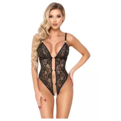   Abierta Fina - otevřená krajková body se štrasem (černá)