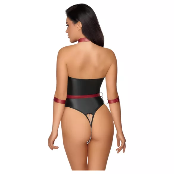 Cottelli Bondage - lesklé body a pouta na ruce - černé