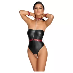   Cottelli Bondage - lesklé body + pouta na ruce a krk (černé) - M