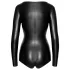 Noir - lesklé body s dlouhým rukávem - černé - XL