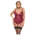 Cottelli Curves - krajková body s řetízkem - červená