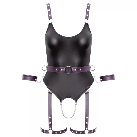 Cottelli - otevřený bondage body s pouty - černá