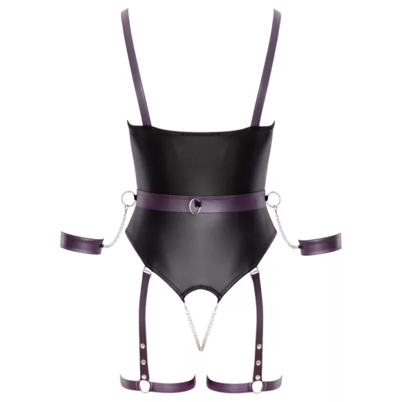 Cottelli - otevřený bondage body s pouty - černá