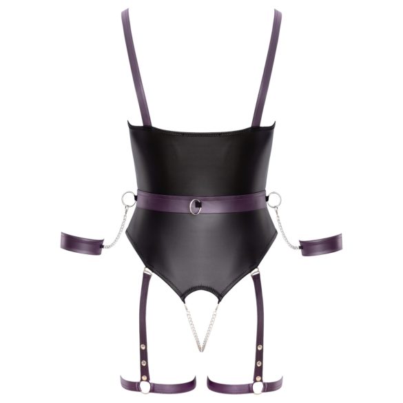 Cottelli - otevřený bondage body s pouty (černý) - L