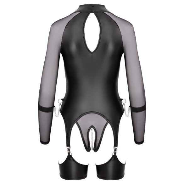 Cottelli Bondage - průhledný top s pouty - černý - M