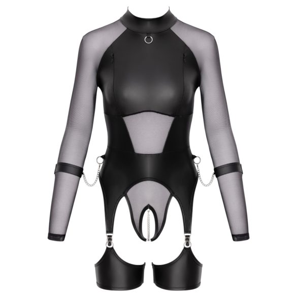 Cottelli Bondage - průhledný top s pouty - černý - L