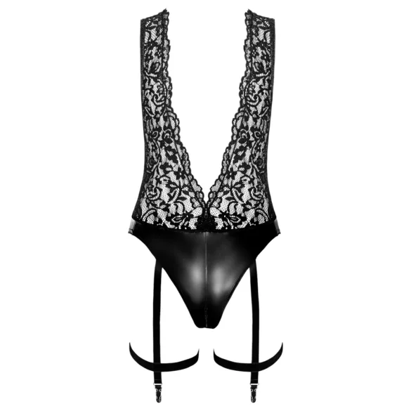 Noir Libido - body s podvazky - černá