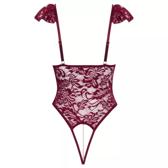 Cottelli - krajkový body s perlami - červený