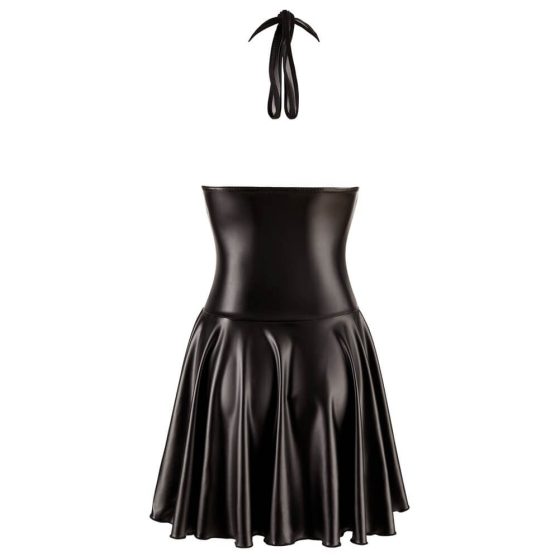 Noir - plisované šaty s výstřihem a průsvitným poprsím (černé)
