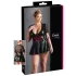 Cottelli Plus Size - lesklé šaty - červený korzet - černé - XXXL