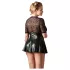Cottelli Plus Size - lesklé šaty - červený korzet - černé - XXXXL