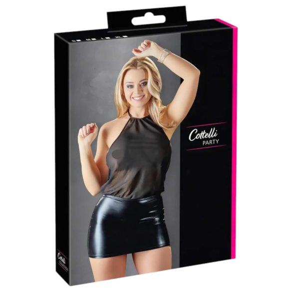 Cottelli - lesklé šifonové šaty - černá - M