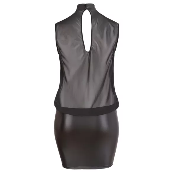 Cottelli Plus Size - lesklé šifonové šaty - černé