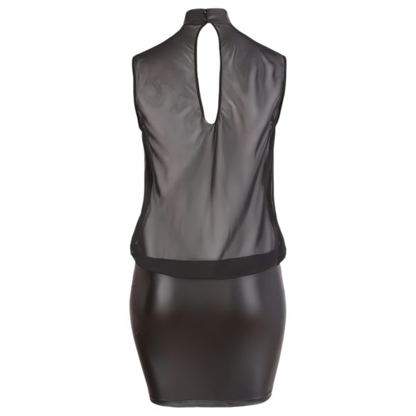 Cottelli Plus Size - lesklé šifonové šaty - černé - 2XL