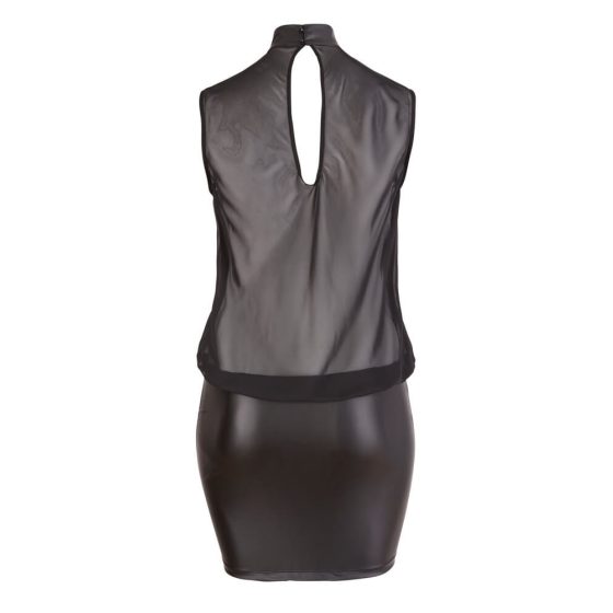 Cottelli Plus Size - lesklé šifónové šaty (černé) - 2XL