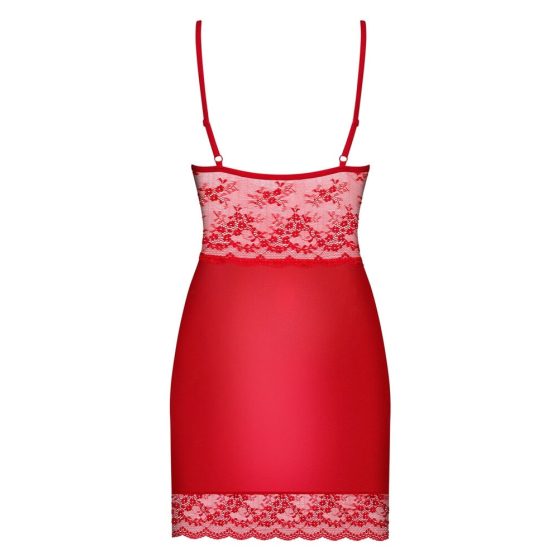 Obsessive Lovica - krajková noční košilka s tangy (červená) - L/XL