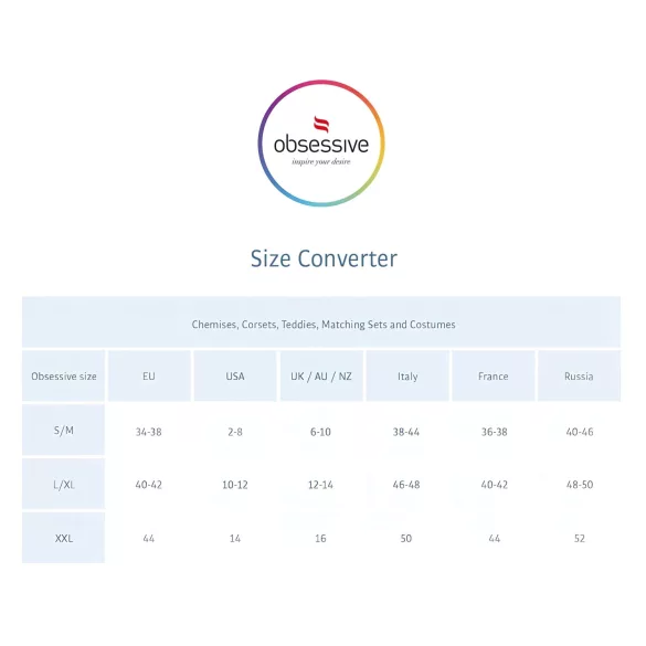 Obsessive - krajková noční košilka a tanga - červená - L/XL