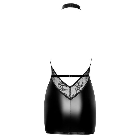 Noir - mini šaty s průstřihem vpředu a výstřihem na ramínka (černé)
