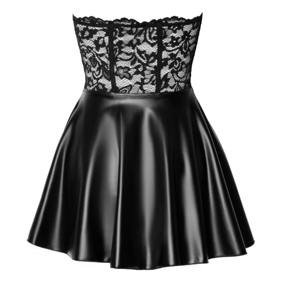 Noir - krajkové lesklé mini šaty (černé)