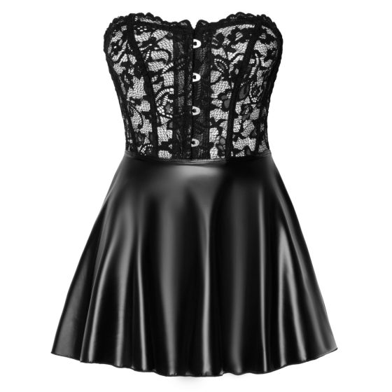 Noir - krajkové lesklé mini šaty (černé) - M