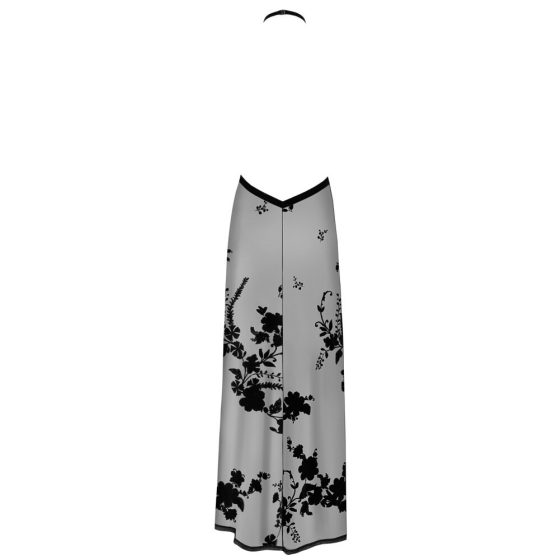 Noir - průsvitné maxi šaty s květinovým potiskem (černé) - M